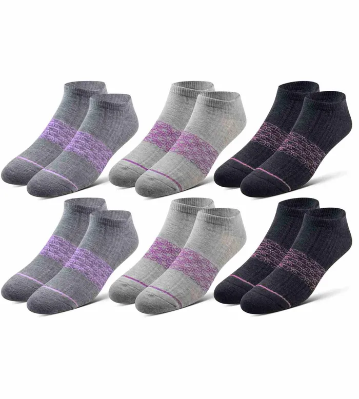 4 Way Stetch Every Day Kit Cushion Low Cut Grey Purple Socks 6 Pack Men Pair Of Thieves LowCut