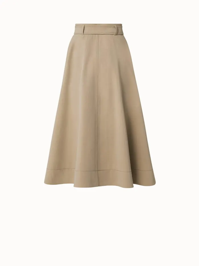 ALine Cotton Stretch Denim Midi Skirt Linden Women Akris Skirts