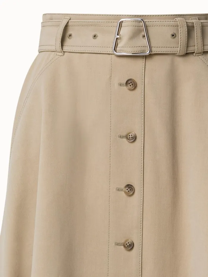 ALine Cotton Stretch Denim Midi Skirt Linden Women Akris Skirts
