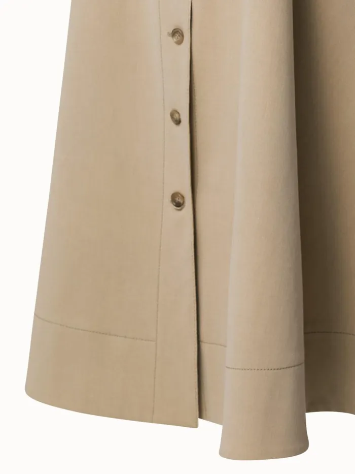 ALine Cotton Stretch Denim Midi Skirt Linden Women Akris Skirts