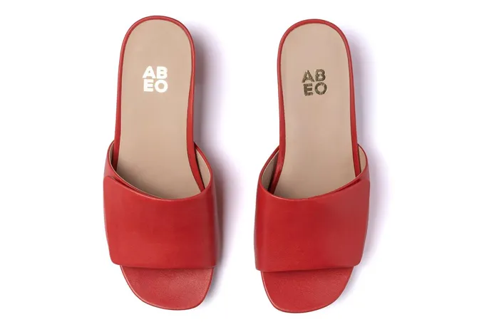 ABEO Footwear Avenue Slide Red Leather Women Dress