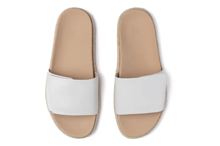 ABEO Footwear Isle Slide White Leather Women Sandals