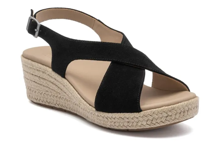 ABEO Footwear Riviera Cross Black Suede Women Sandals