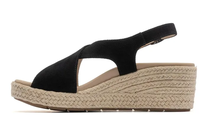 ABEO Footwear Riviera Cross Black Suede Women Sandals