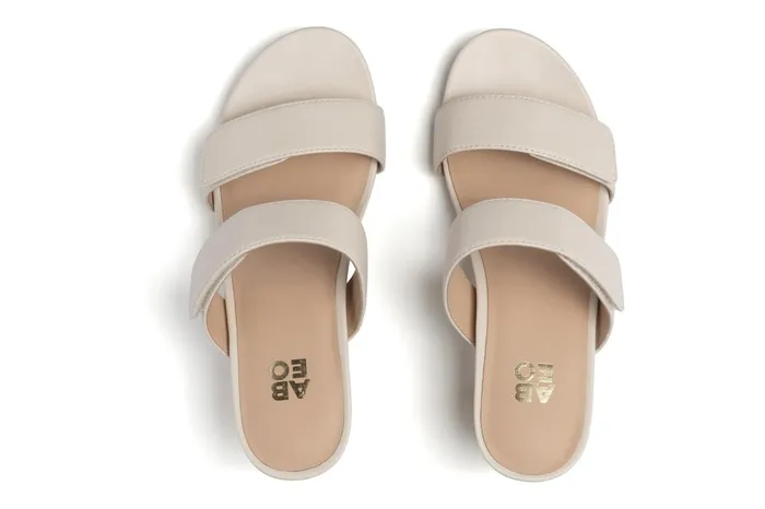 ABEO Footwear Tempo Slide Off White Leather Women Dress