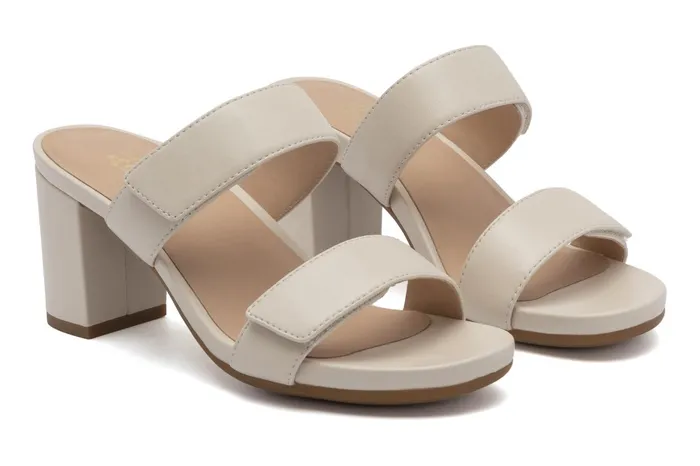 ABEO Footwear Tempo Slide Off White Leather Women Dress