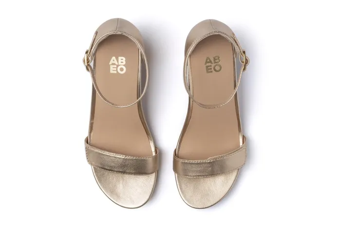 ABEO Footwear Tempo Strap Light Gold Leather Women Dress