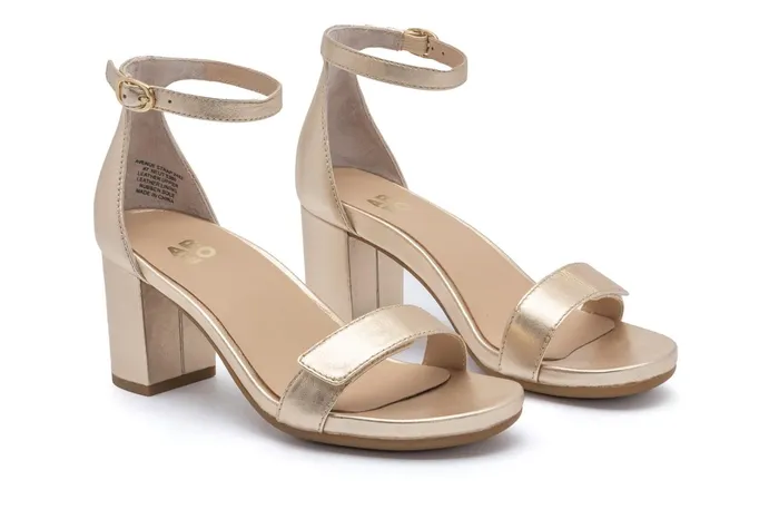 ABEO Footwear Tempo Strap Light Gold Leather Women Dress