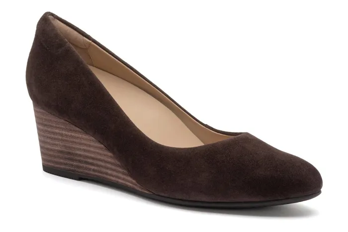ABEO Footwear Veranda Stacked Dark Brown Suede Women Dress
