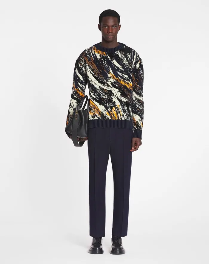 Abstract Jacquard Sweater Navy Bluemulticolour Men Lanvin Knitwear and Sweatshirts Abstract Jacquard Sweater Navy Bluemulticolour Men Lanvin Knitwear and Sweatshirts