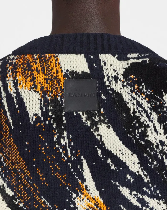 Abstract Jacquard Sweater Navy Bluemulticolour Men Lanvin Knitwear and Sweatshirts Abstract Jacquard Sweater Navy Bluemulticolour Men Lanvin Knitwear and Sweatshirts