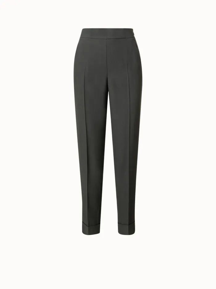 Acetate Viscose Crpe Tapered Pants Moss Women Akris Pants