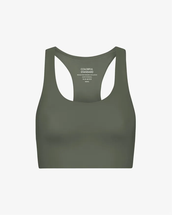 Active Cropped Bra 8211 Dusty Olive Women Sports Bras Colorfulstandard