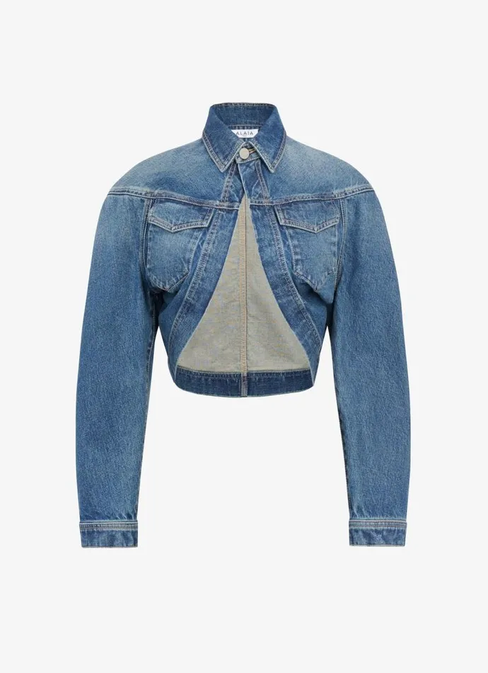 Alaa Coats and Jackets Denim Cardijacket Blue 8211 Women