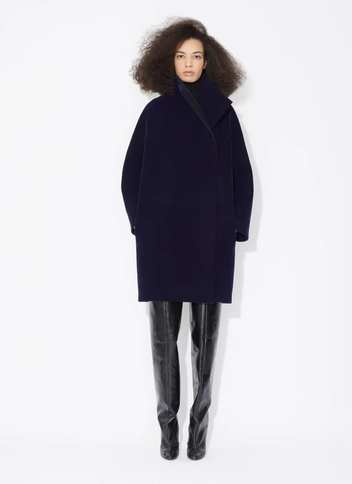 Alaa Coats and Jackets ROUND COAT Blue Jeans 8211 Women