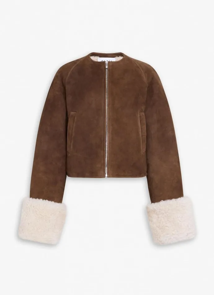 Alaa Coats and Jackets SHEARLING JACKET Whitebrown 8211 Women