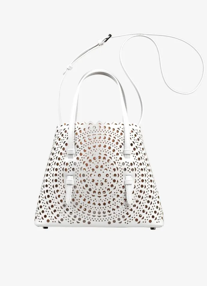 Alaa CrossBody Bags MINA 25 BAG IN VIENNE CALFSKIN Optic White 8211 Women