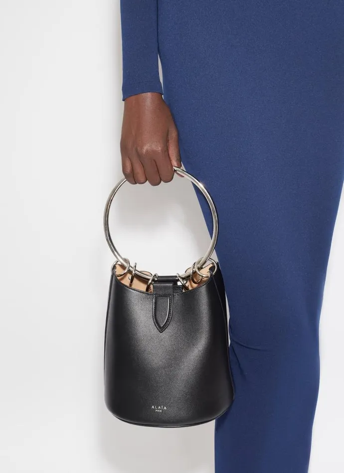 Alaa CrossBody Bags RING MEDIUM BUCKET BAG IN CALFSKIN Black 8211 Women Alaa CrossBody Bags RING MEDIUM BUCKET BAG IN CALFSKIN Black 8211 Women