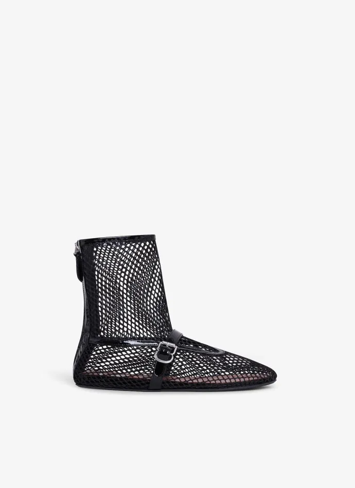 Alaa Flat Shoes FISHNET HIGH BALLET FLATS Black 8211 Women