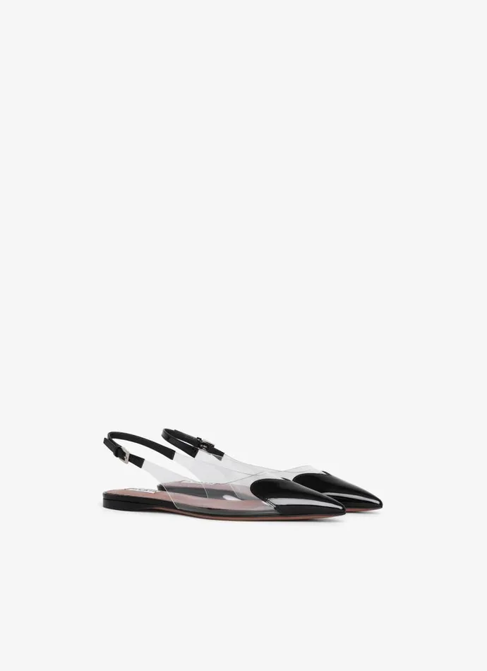 Alaa Flat Shoes LE CUR FLAT SLINGBACKS IN PATENT CALFSKIN Black 8211 Women
