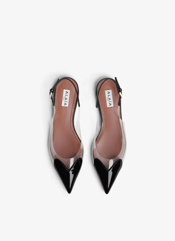 Alaa Flat Shoes LE CUR FLAT SLINGBACKS IN PATENT CALFSKIN Black 8211 Women