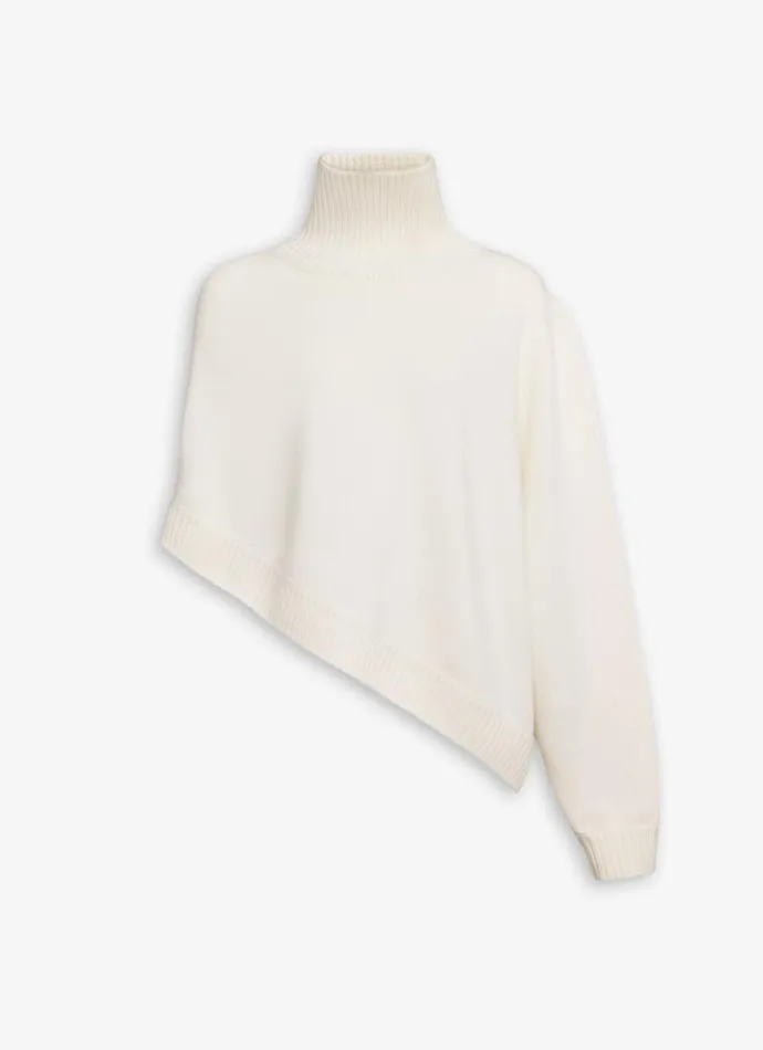 Alaa Jumpers and Cardigans ASYMMETRICAL CAPE JUMPER IN CASHMERE Natural 8211 Women