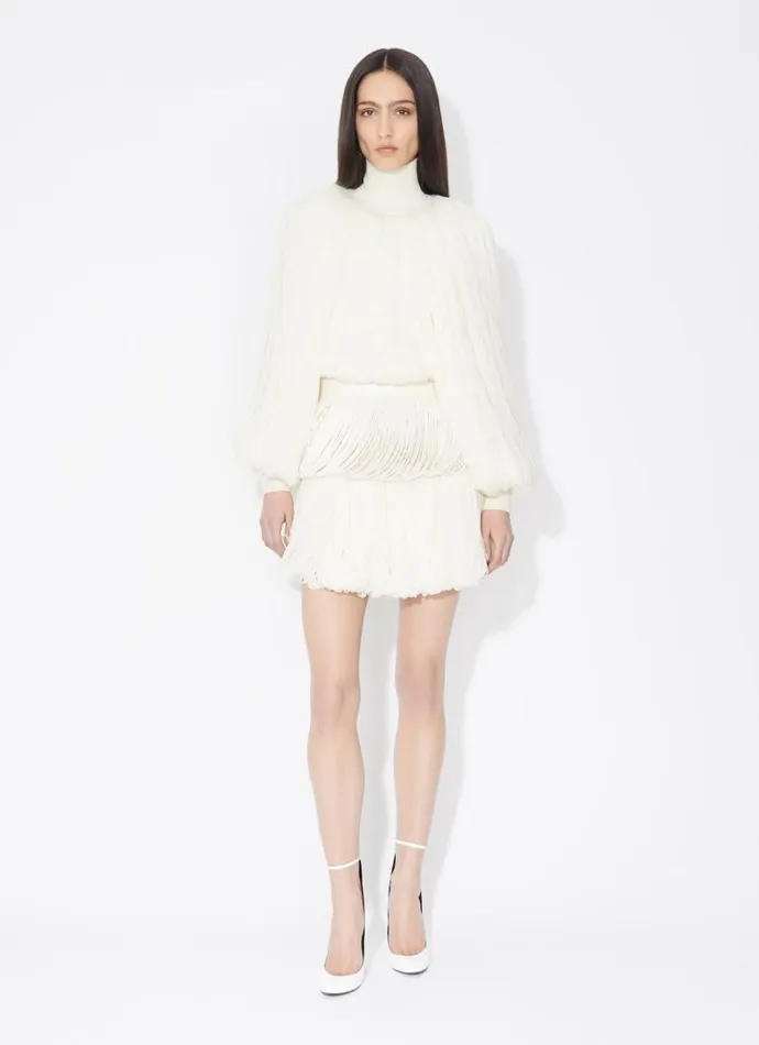 Alaa Knitwear MINI SKIRT WITH KNITTED FRINGES Offwhite 8211 Women