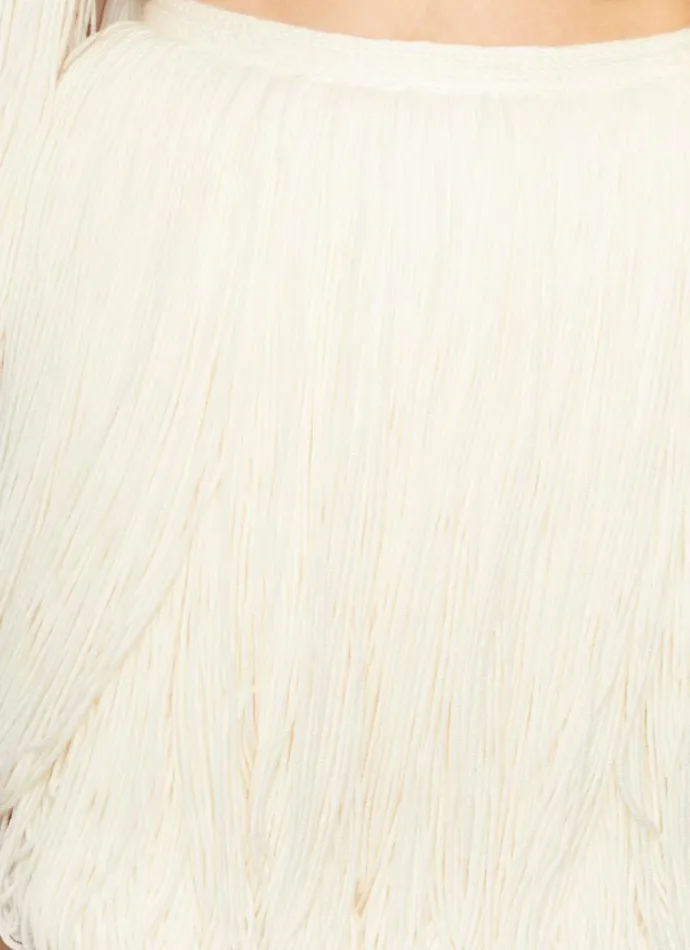 Alaa Knitwear MINI SKIRT WITH KNITTED FRINGES Offwhite 8211 Women