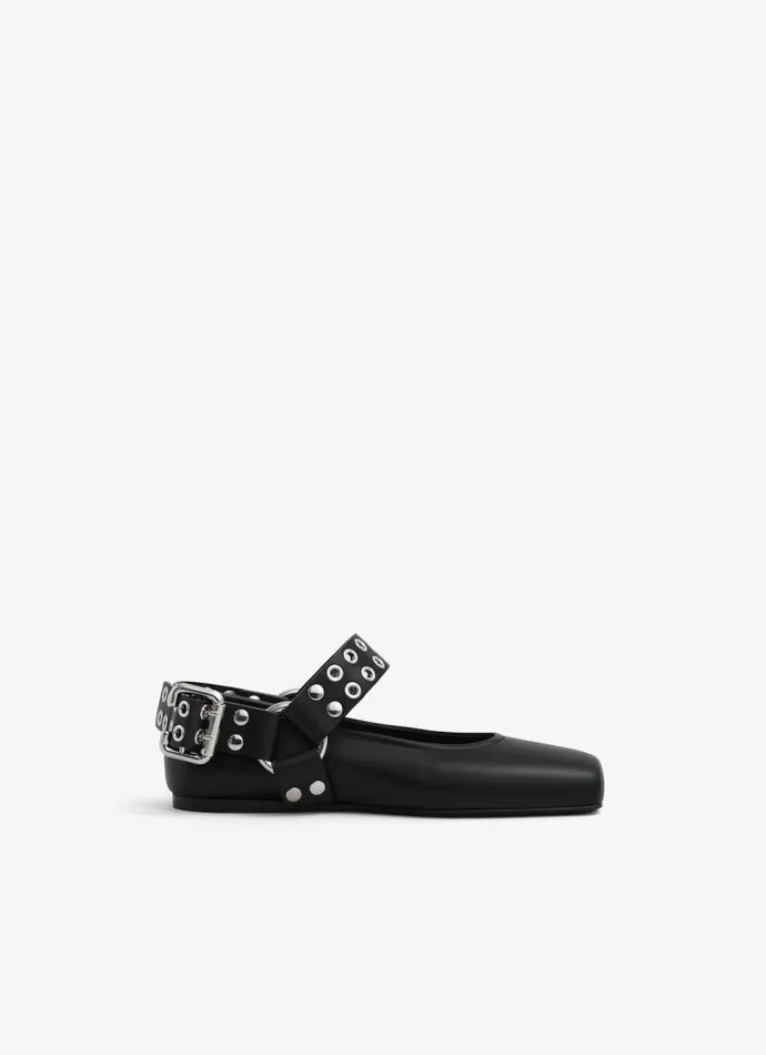 Alaa La Ballerine BIKER BALLET FLATS IN CALFSKIN Black 8211 Women