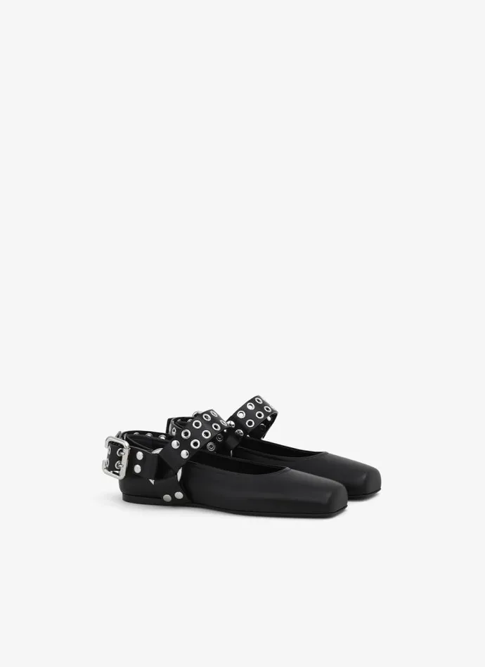 Alaa La Ballerine BIKER BALLET FLATS IN CALFSKIN Black 8211 Women Alaa La Ballerine BIKER BALLET FLATS IN CALFSKIN Black 8211 Women