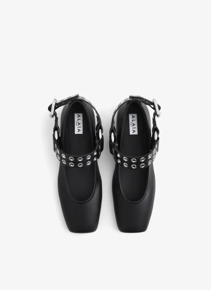 Alaa La Ballerine BIKER BALLET FLATS IN CALFSKIN Black 8211 Women Alaa La Ballerine BIKER BALLET FLATS IN CALFSKIN Black 8211 Women