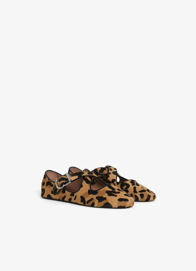 Alaa La Ballerine CRISS CROSS BALLET FLATS IN LEOPARD HAIRCALF Brown 8211 Women