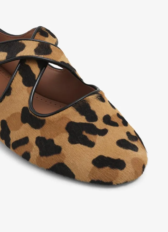 Alaa La Ballerine CRISS CROSS BALLET FLATS IN LEOPARD HAIRCALF Brown 8211 Women