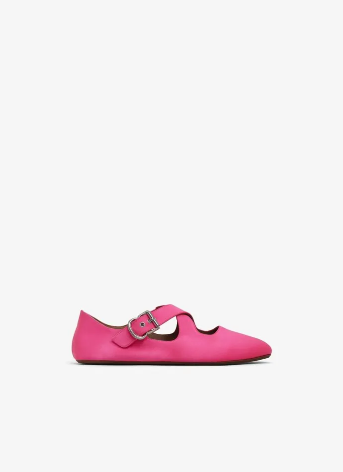 Alaa La Ballerine CRISS CROSS BALLET FLATS IN SATIN Pink Fuchsia 8211 Women