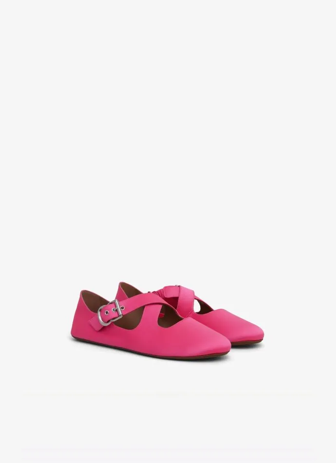 Alaa La Ballerine CRISS CROSS BALLET FLATS IN SATIN Pink Fuchsia 8211 Women Alaa La Ballerine CRISS CROSS BALLET FLATS IN SATIN Pink Fuchsia 8211 Women