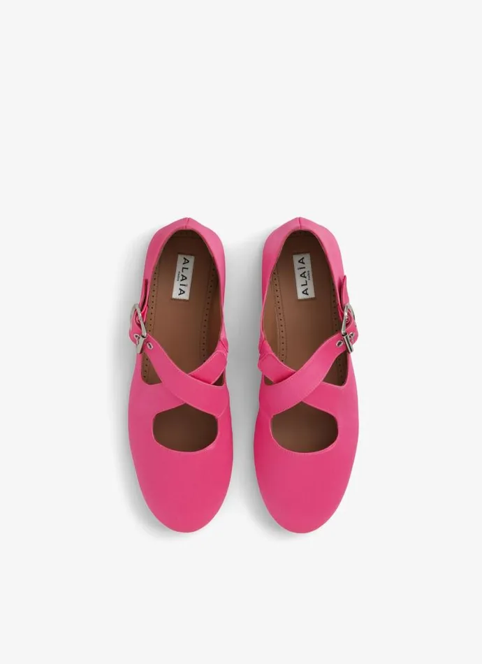 Alaa La Ballerine CRISS CROSS BALLET FLATS IN SATIN Pink Fuchsia 8211 Women Alaa La Ballerine CRISS CROSS BALLET FLATS IN SATIN Pink Fuchsia 8211 Women