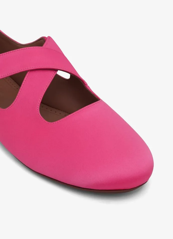 Alaa La Ballerine CRISS CROSS BALLET FLATS IN SATIN Pink Fuchsia 8211 Women Alaa La Ballerine CRISS CROSS BALLET FLATS IN SATIN Pink Fuchsia 8211 Women