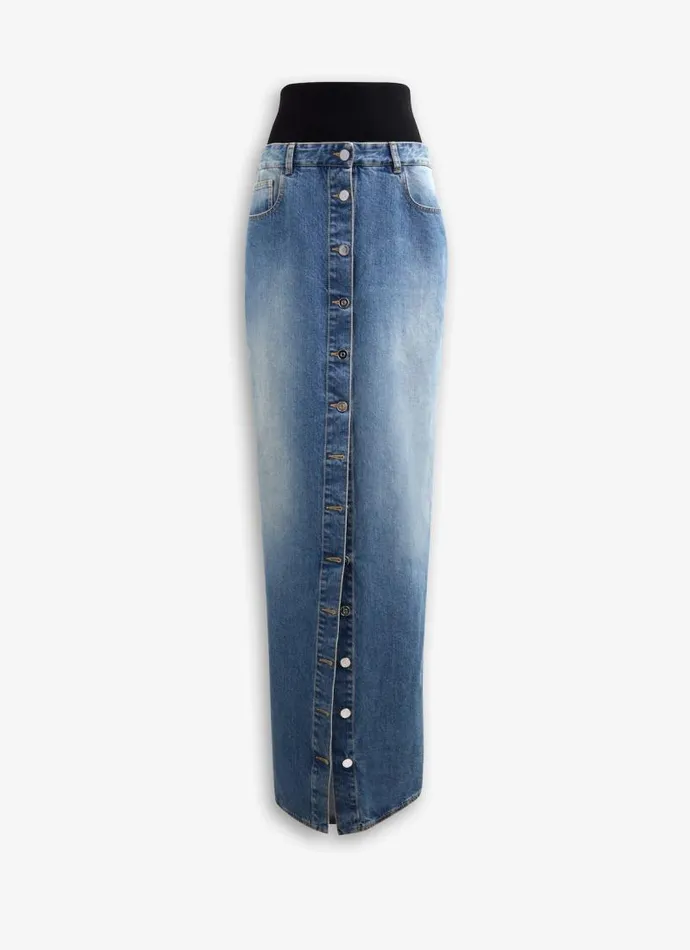 Alaa Skirts DENIM SKIRT WITH KNITTED WAISTBAND Bleu Vintage 8211 Women