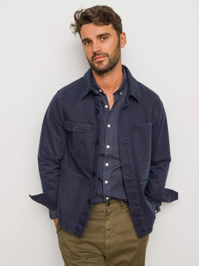 Alex Mill Jackets Coats Garment Dyed Work Jacket In Recycled Denim Dark Navy 8211 Men