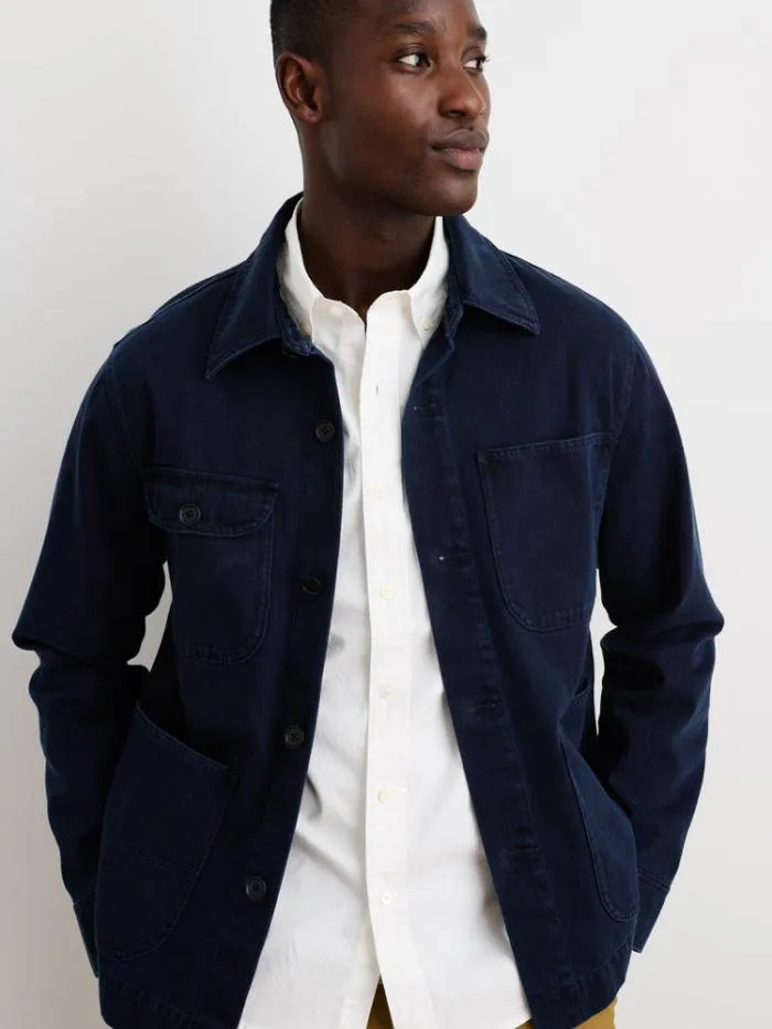 Alex Mill Jackets Coats Garment Dyed Work Jacket In Recycled Denim Dark Navy 8211 Men