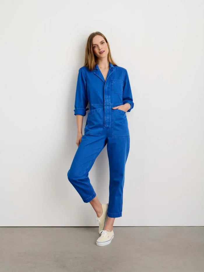 Alex Mill Jumpsuits Standard Zip Jumpsuit In Herringbone Nautical Blue 8211 Women
