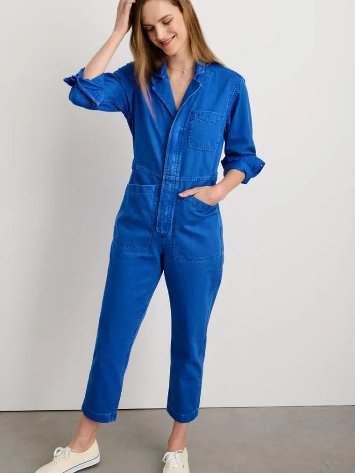 Alex Mill Jumpsuits Standard Zip Jumpsuit In Herringbone Nautical Blue 8211 Women
