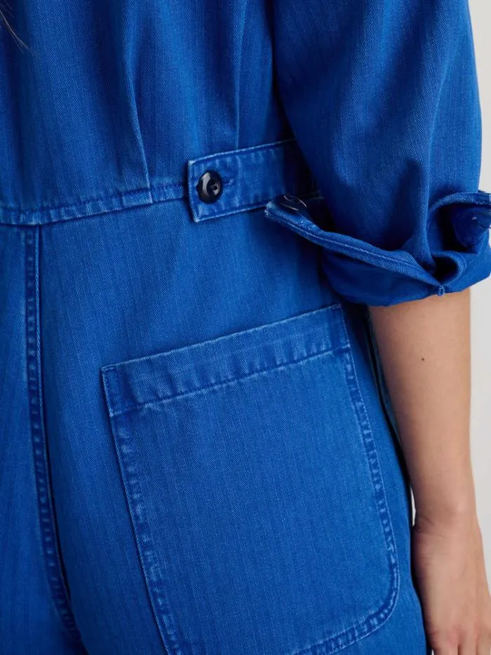 Alex Mill Jumpsuits Standard Zip Jumpsuit In Herringbone Nautical Blue 8211 Women