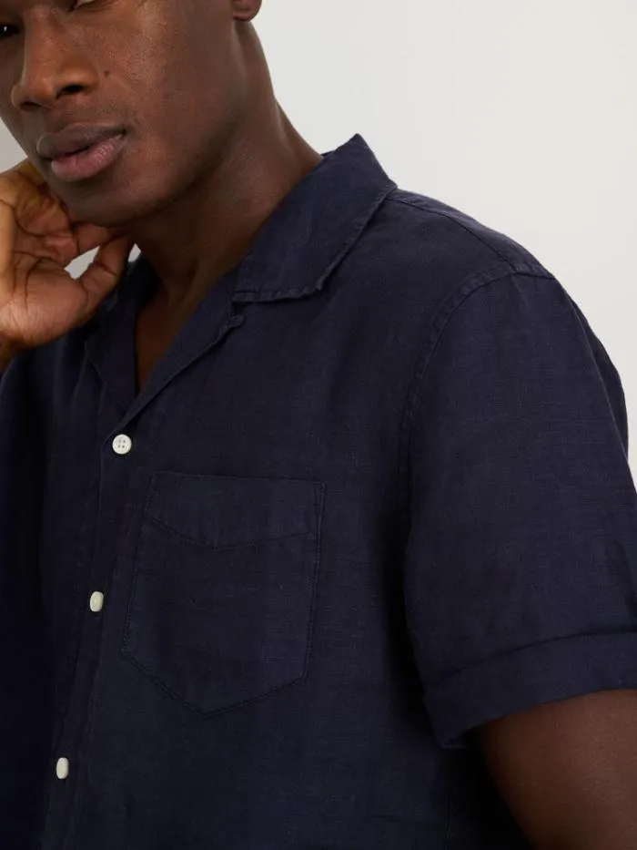Alex Mill Shirts Camp Shirt In Linen Dark Navy 8211 Men