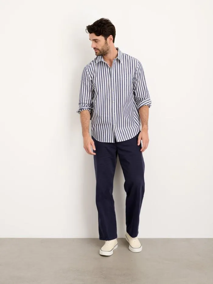 Alex Mill Shirts Mill Shirt In Wide Striped Portuguese Poplin Navywhite 8211 Men