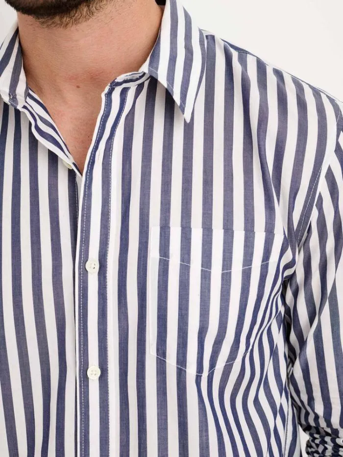 Alex Mill Shirts Mill Shirt In Wide Striped Portuguese Poplin Navywhite 8211 Men
