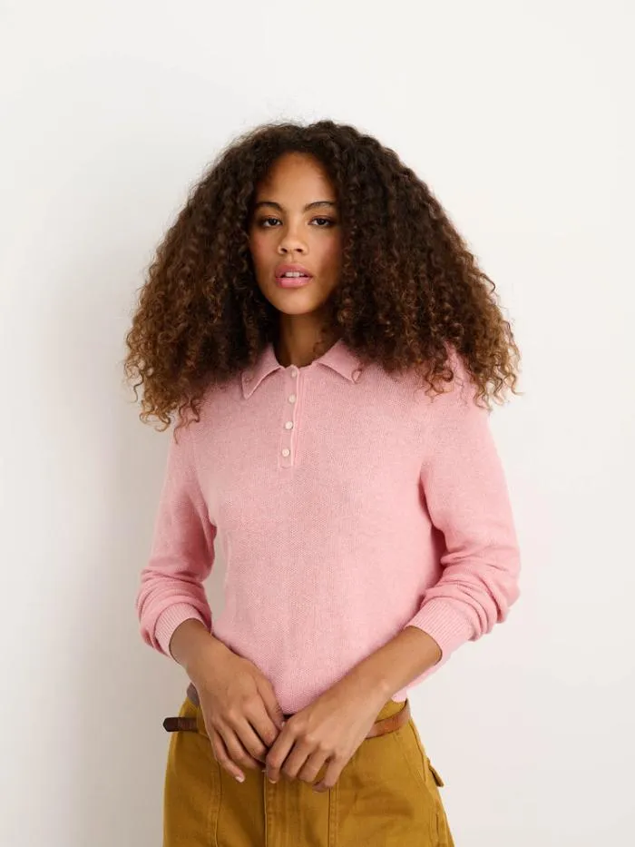 Alex Mill Sweaters Alice Polo Sweater In Cotton Powder Pink 8211 Women