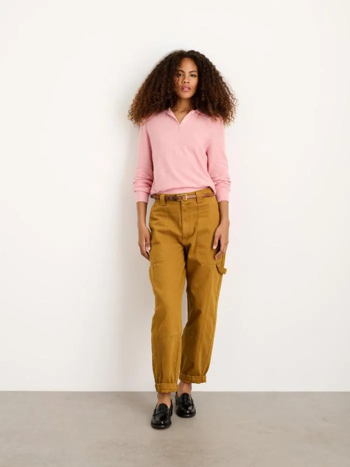 Alex Mill Sweaters Alice Polo Sweater In Cotton Powder Pink 8211 Women