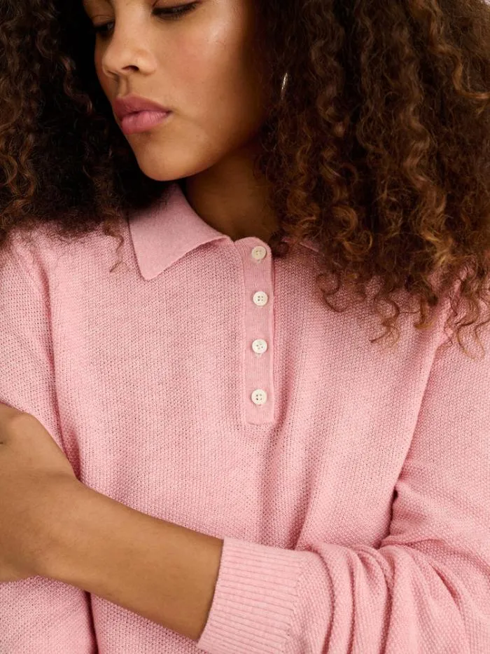 Alex Mill Sweaters Alice Polo Sweater In Cotton Powder Pink 8211 Women