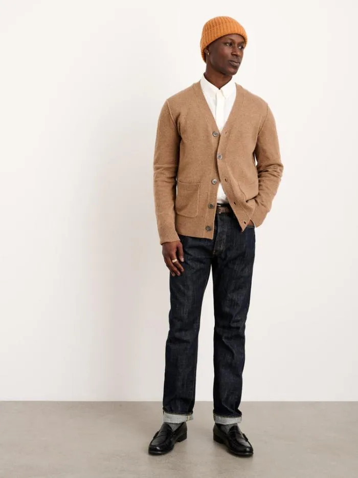 Alex Mill Sweaters Sweatshirts Ellsworth Reverse Seam Cardigan In Merino Wool Heather Camel 8211 Men